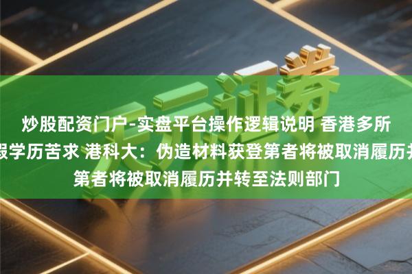 炒股配资门户-实盘平台操作逻辑说明 香港多所高校线路发现假学历苦求 港科大：伪造材料获登第者将被取消履历并转至法则部门