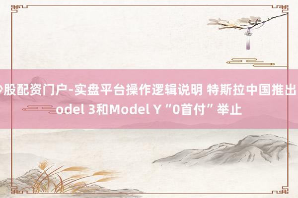 炒股配资门户-实盘平台操作逻辑说明 特斯拉中国推出Model 3和Model Y“0首付”举止
